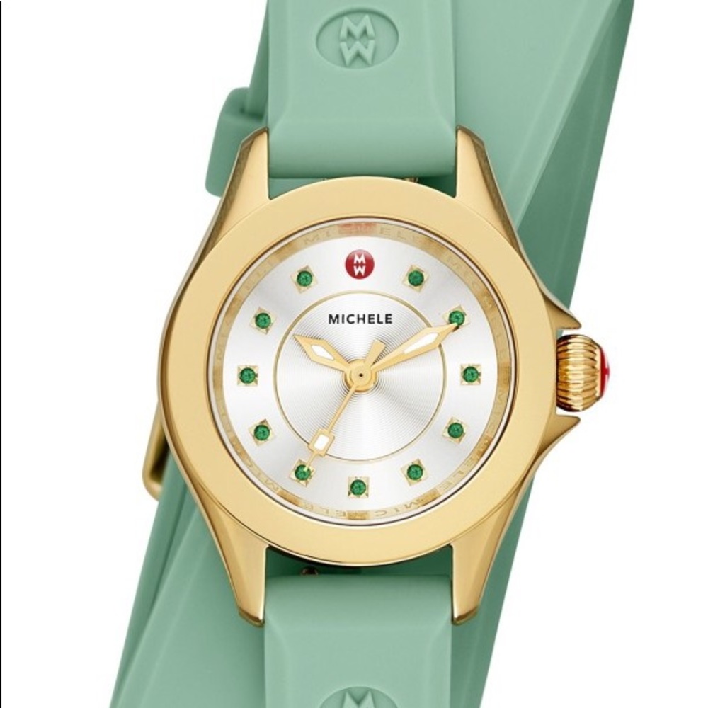 Michele ‘Cape’ Topaz Silicone Double Wrap Watch